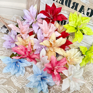 Bouquet de lys artificiels en soie, décorations de mariage multicolores, accessoires d'intérieur et d'extérieur - Product Image 1