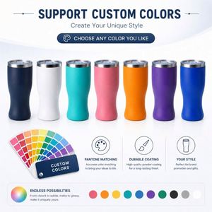 Custom Logo 15oz Curved <b>Double</b> <b>Wall</b> Vacuum Insulated Powder Coated Stainless Steel Beer Pint Cup Tumbler with Lid for Outdoor - Product Image 6
