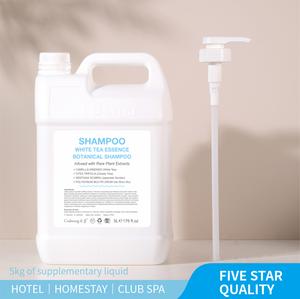 GlobeLink – Lot de produits hôteliers haute capacité 5L, parfum thé blanc : Lait corporel hydratant, shampoing et gel douche - Product Image 5