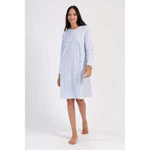 Chemise de nuit en coton à manches longues pour femme Mesta, vêtements de nuit classiques et doux, bleu - Product Image 6