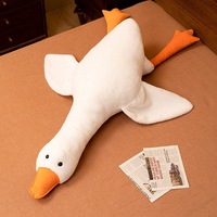 Oreiller en tissu personnalisé en forme de grande oie blanche, super doux, en peluche, rembourrage en polyester et coton PP, hauteur réglable 50-165 cm, anti-stress