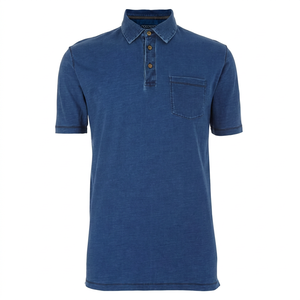 Men's Blue Short Sleeve 100% Cotton Knitted for <b>Shirt</b> with <b>Pocket</b> Regular Fit Casual Style - Product Image 1