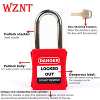 WZNT NT-A38S Kit de Reclavado de Cerraduras Maestras de Acero ABS de 38mm con Llave Igualada, Candado de Seguridad LOTO para Bloqueo y Etiquetado
