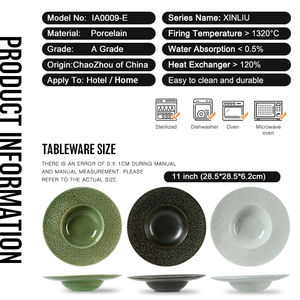 Ресторан отеля, 11 дюймов, реактивная черная зеленая белая глазурь, керамическая фарфоровая суповая паста, обеденная тарелка - Product Image 6