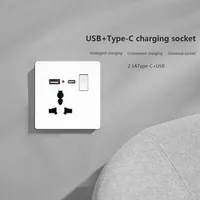 Prise de courant standard britannique 13A avec double prise USB Type-C, interrupteur 1/2/3 voies, prise murale électrique universelle blanche à 5 broches