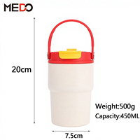 Mug isotherme de voiture en acier inoxydable à double paroi avec revêtement intérieur en céramique de 450 ml, infuseur à thé et paille