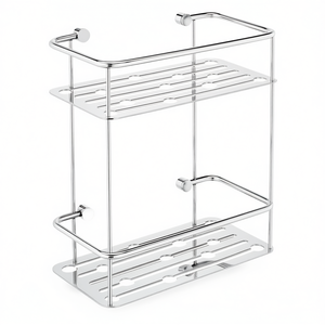 Cesta de Ducha Doble Cromada de 15 cm de Largo, 27 cm de Ancho y 35.5 cm de Alto para Almacenamiento en el Baño - Product Image 3