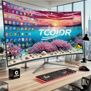 TCOIOR 2K игровой монитор 27 дюймов MVA изогнутый HDR 180 Гц экран с DP USB тонкий ободок широкоцветный дисплей для PS5 - Product Image 1