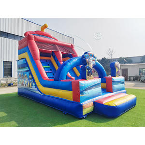 Château Gonflable Combo de Dessins Animés avec Toboggan Humide/Sec pour Parc d'Attractions - Product Image 1