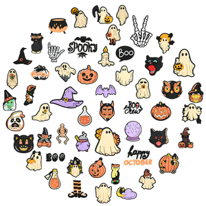 Nouveaux breloques de créateur de luxe Halloween fantôme et citrouille breloques de chaussures résine caoutchouc et strass décoration ornements pour chaussures - Product Image 2