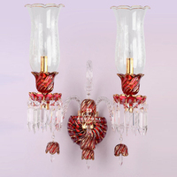 Lampu dinding klasik lapis krom, lampu dinding dalam ruangan, dekorasi kristal, kap lampu kaca, lorong, kamar tidur, mewah, klasik