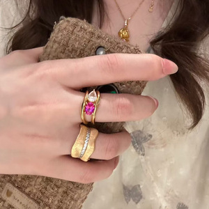 Anillo Italiano con Incrustaciones <span class=keywords><strong>de</strong></span> Diamantes en Forma <span class=keywords><strong>de</strong></span> Hoja <span class=keywords><strong>de</strong></span> Plátano, Estilo Retro, Anillo Noble para Mujer - Product Image 1