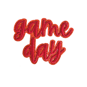 Western Game Season Game Day Glitter Aufbügeln für Trucker Bestickter Stoff in Schwarz Weiß Orange Rot - Product Image 2