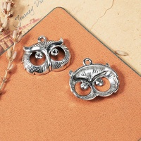 Pendentif visage de hibou à œil creux en alliage de zinc, finition argent antique et doré, pour embellissement de journal de nature