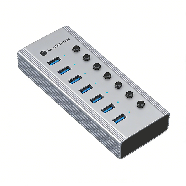JHB020 7-Port Industrial HUB USB 3.0 with USB 3.0 Interfaces and Aluminum Alloy Construction