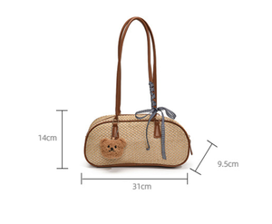 ZPB2898 Sac à main vintage à bandoulière unique pour femme, petit sac carré à texture tissée, nouveau sac fourre-tout décontracté pour les trajets quotidiens, inspiré - Product Image 6
