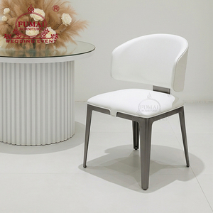 FUMAI Modern Hotel <b>Chair</b> PU Leather Solid Back Tapered Leg <b>Stackable</b> Contemporary Indoor Furniture - Product Image 1