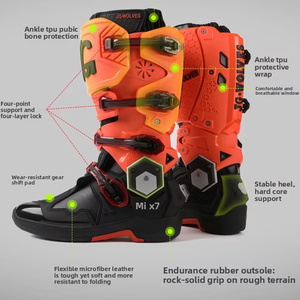 Bottes de moto tout-terrain à double axe, anti-collision, protectrices, bottes de motocross, semelle en caoutchouc antidérapante, bottes de moto - Product Image 2