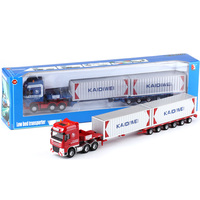 1/50 échelle Diecast Metal Container Double Remorque Modèle De Camion Alliage Lourd Télescopique À Plat Camion Porte-Jouets
