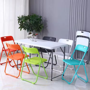 كرسي قابل للطي بتصميم عصري وبسيط للبيع المباشر من المصنع، كرسي بلاستيكي أبيض للمكتب والمنزل مع مسند للظهر، كرسي محمول للمؤتمرات والأنشطة الخارجية - Product Image 5