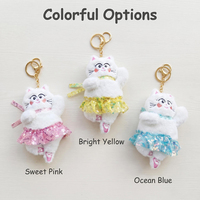 Porte-clés en peluche chat ballerine Kawaii, chaton dansant avec robe tutu à paillettes, breloque de sac mignonne et douce pour filles, cadeau de danse
