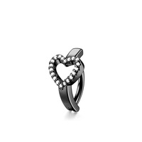 Anneaux de nombril tendance en acier inoxydable creux avec zircon inversé en forme de cœur, bijoux unisexes pour piercing du nombril