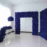 Dekorasi Set Gapura Baby Shower Bunga Mawar Peony Hydrangea 3D 5D Biru Pink untuk Pesta Bayi