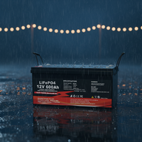 Baterai Lithium Iron Phosphate Fuyue 12V 400Ah/460Ah/600Ah IP65 Tahan Air Smart BMS-Deep Cycle Off-Grid Solar Rumah 4-Cell Max
