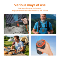 Ventilateur de taille portable rechargeable, mains libres, portable, pour le camping en plein air, la randonnée, le sport, trois vitesses de vent, charge USB, ventilateur de camping
