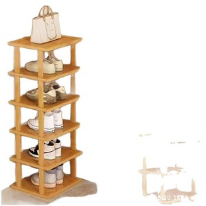Simple wooden shoe rack for saving space in the entryway; multi-layered wooden <b>corner</b> shoe <b>cabinet</b> for rental apartments. - Product Image 5