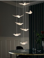 Lustre en fer forgé moderne, simple et élégant, style nordique, pour escalier, salon duplex, appartement, villa, loft, avec suspension longue et rotative