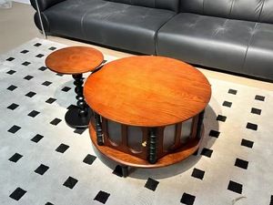 Midcentury Modern Wood Coffee <b>Table</b> with <b>Storage</b> Oval Design Living Room Furniture - Product Image 4