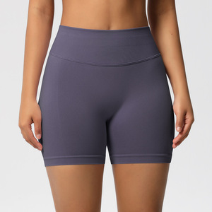 Shorts de sport sans couture pour femmes, taille haute, effet ventre plat, rehaussement des fesses, extensibles et doux, pour fitness, course et yoga, vente en gros, OEM ODM - Product Image 4