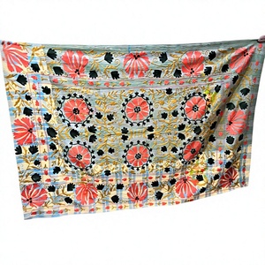 Funda de Sofá Multicolor de Algodón 100% No Tejido, Bordada a Mano, Estilo Kantha Phulkari, con Bordado Floral Tradicional - Product Image 1