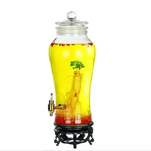 with base and plastic or stainless steel tap wine bottle 2.5L 5L 7.5L 10L ginseng wine glass bottle jar