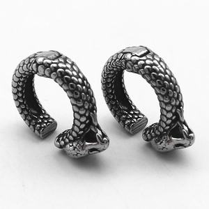 ต่างหูแบบหนีบสำหรับผู้ชาย ทำจากสแตนเลส 316L กันน้ำ ป้องกันอาการแพ้ รูปทรงหัวงูแบบมีบานพับ ไม่ต้องเจาะหู สไตล์พังก์ กอธิค - Product Image 5
