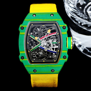 Montre automatique squelette de style RM haut de gamme, boîtier léger en fibre de carbone, design aux couleurs du drapeau sud-africain, montre-bracelet de sport de luxe - Product Image 1