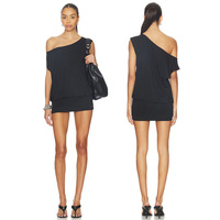 Robe T-shirt décontractée ample en coton 100 % pour femme grande taille avec volants en cascade et diamants