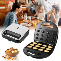 2 tranches de gaufrier Panini Press pour petit-déjeuner Machine à sandwich Donut Nut