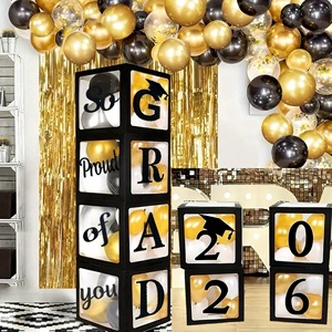 Boîte à balles en papier imprimé style dégradé noir pour décoration de lieux, boîte surprise, saison des diplômes, fête, vente directe d'usine, cadeau - Product Image 2