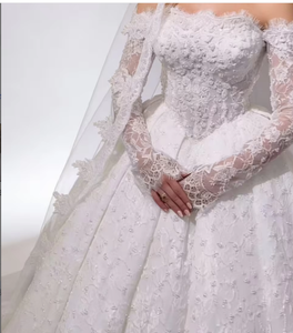 S0306Y Nouvelle Robe de Mariée Femme 2026 Grande Taille Respirante à Épaules Dénudées en <span class=keywords><strong>Dentelle</strong></span>, Ornée de Perles et de Strass - Product Image 3
