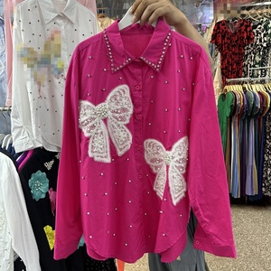 Camisa de manga larga con lazo de pedrería y cuentas estilo industrial europeo - Blusa holgada de <span class=keywords><strong>moda</strong></span> para mujer, nueva colección de otoño - Product Image 2