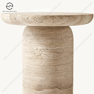 Table basse ronde en travertin de <span class=keywords><strong>style</strong></span> nordique, mobilier moderne en gros, OEM ODM, décoration intérieure - Product Image 4
