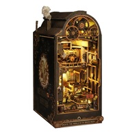 Kit DIY de niche à livres Steampunk en gros, kit de maison miniature DIY, maison de poupée miniature avec éclairage LED pour serre-livres