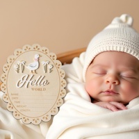 Panneaux de naissance ronds en bois perforé, double face, pour annonce de naissance, décoration de jalons de développement, accessoires photo sur le thème de l'amour, écologiques