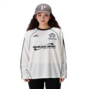 2025 New Badblood <b>Long</b> <b>Sleeve</b> Jersey American Vintage Embroidered Logo Street Men Loose Knitted Eco-Friendly <b>Mesh</b> <b>Top</b> T-shirt - Product Image 4