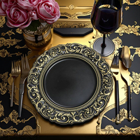 Plateau de service vintage en PP de 13 pouces avec bordure sculptée de style baroque, décoration de luxe pour la maison, les hôtels, les restaurants, les mariages et les fêtes