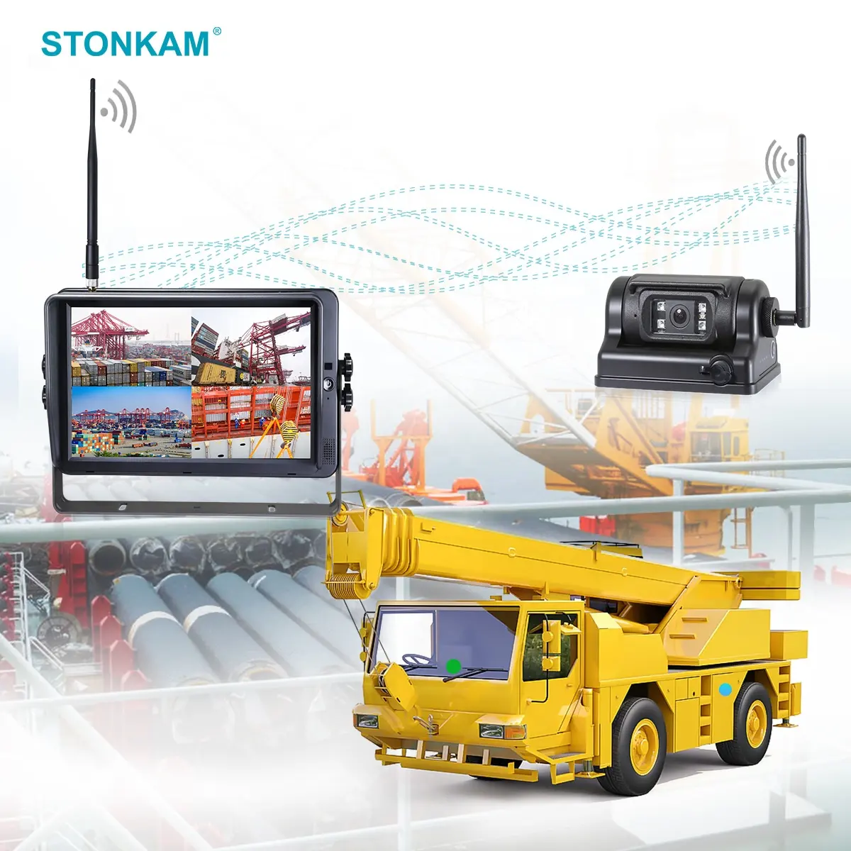 Sistem Keamanan Forklift Pemanen Derek Digital HD 10.1 Inci dengan Monitor Kamera Mundur