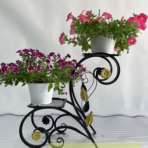 Fer forgé contemporain extérieur jardin décor à la maison suspendu au sol en métal Pot de fleur support de plante - Product Image 6