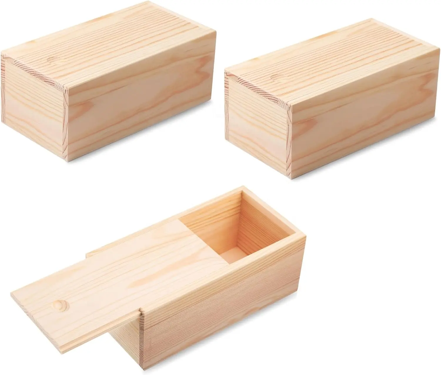 صندوق خشبي مبتكر غير مكتمل مع صناديق خشبية مربعة لتخزين المجوهرات صناعة يدوية